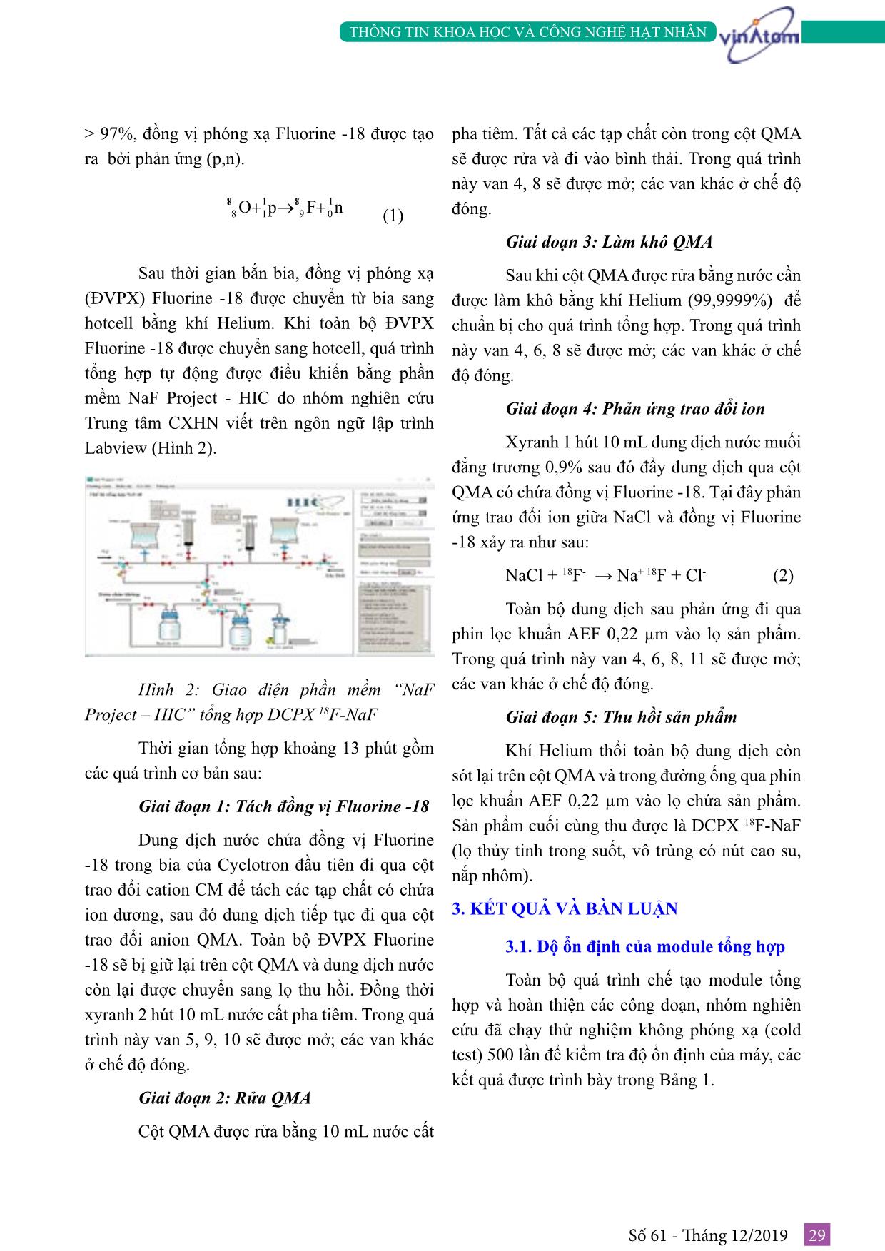 Nghiên cứu chế tạo module tổng hợp 18F-NAF và điều chế dược chất phóng xạ 18F-NAF tại trung tâm chiếu xạ Hà Nội trang 3