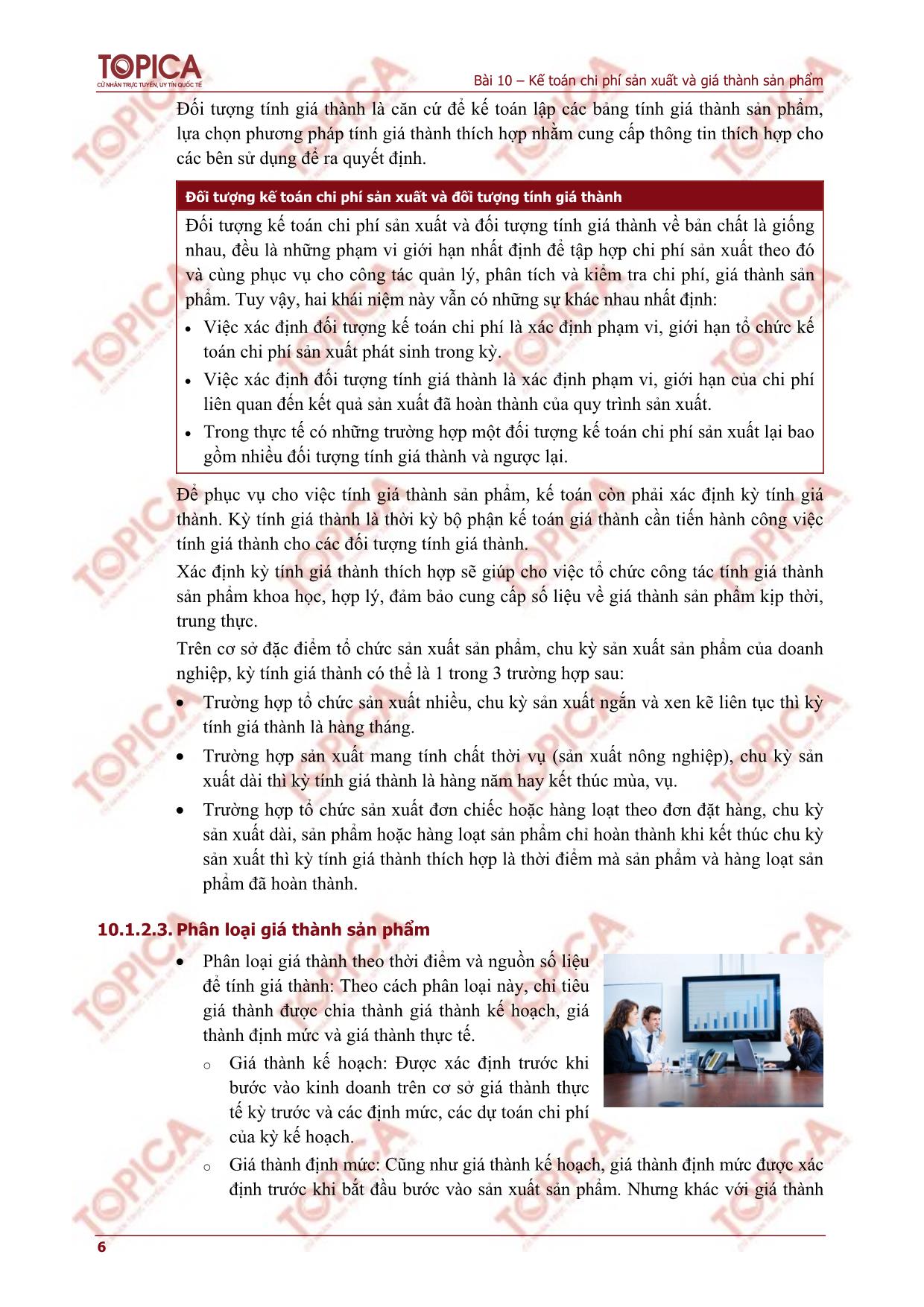Bài giảng Kế toán tài chính 2 - Bài 10: Kế toán chi phí sản xuất và giá thành sản phẩm trang 6