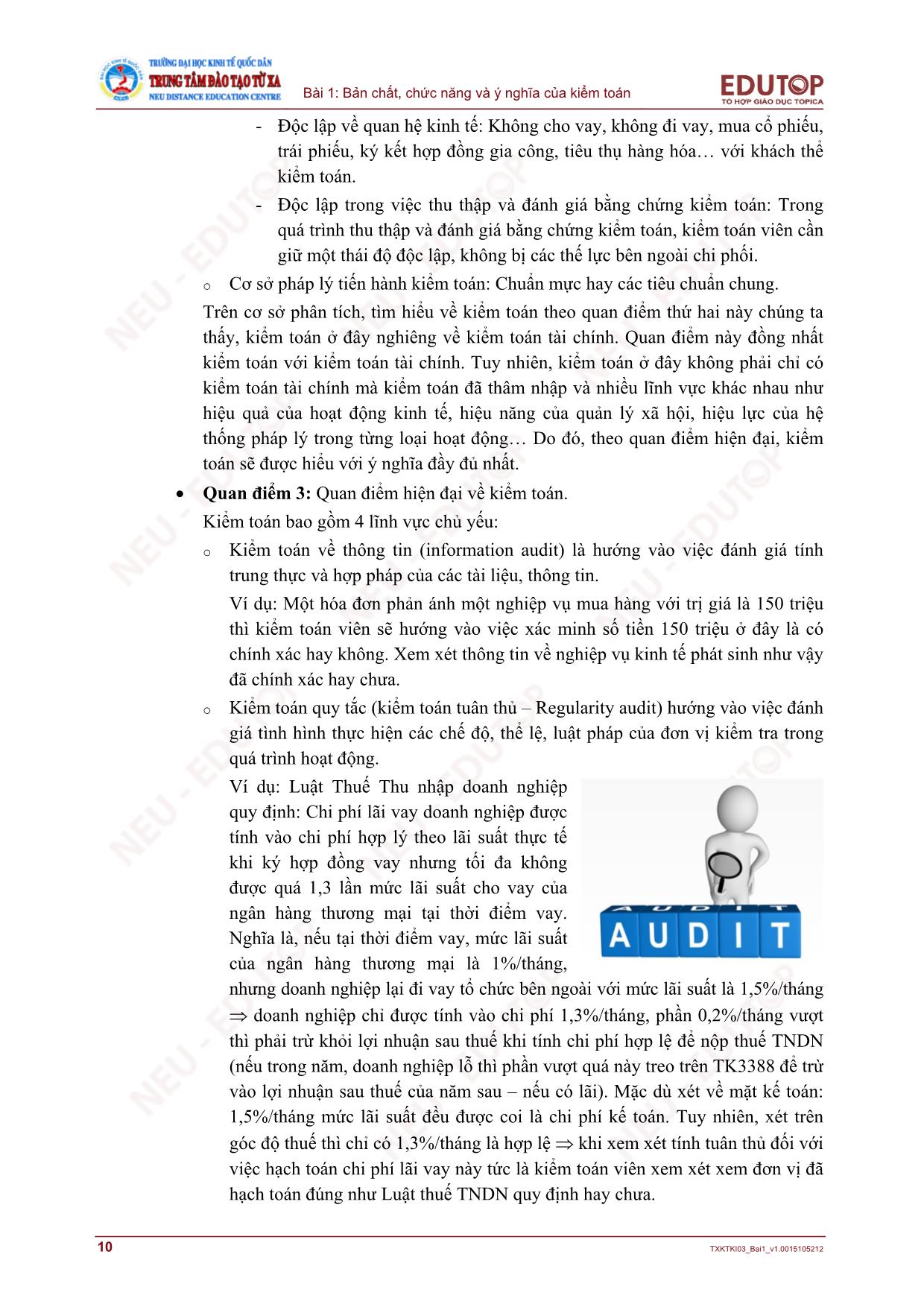 Bài giảng Kiểm toán căn bản - Bài 1: Bản chất, chức năng và ý nghĩa của kiểm toán trang 10