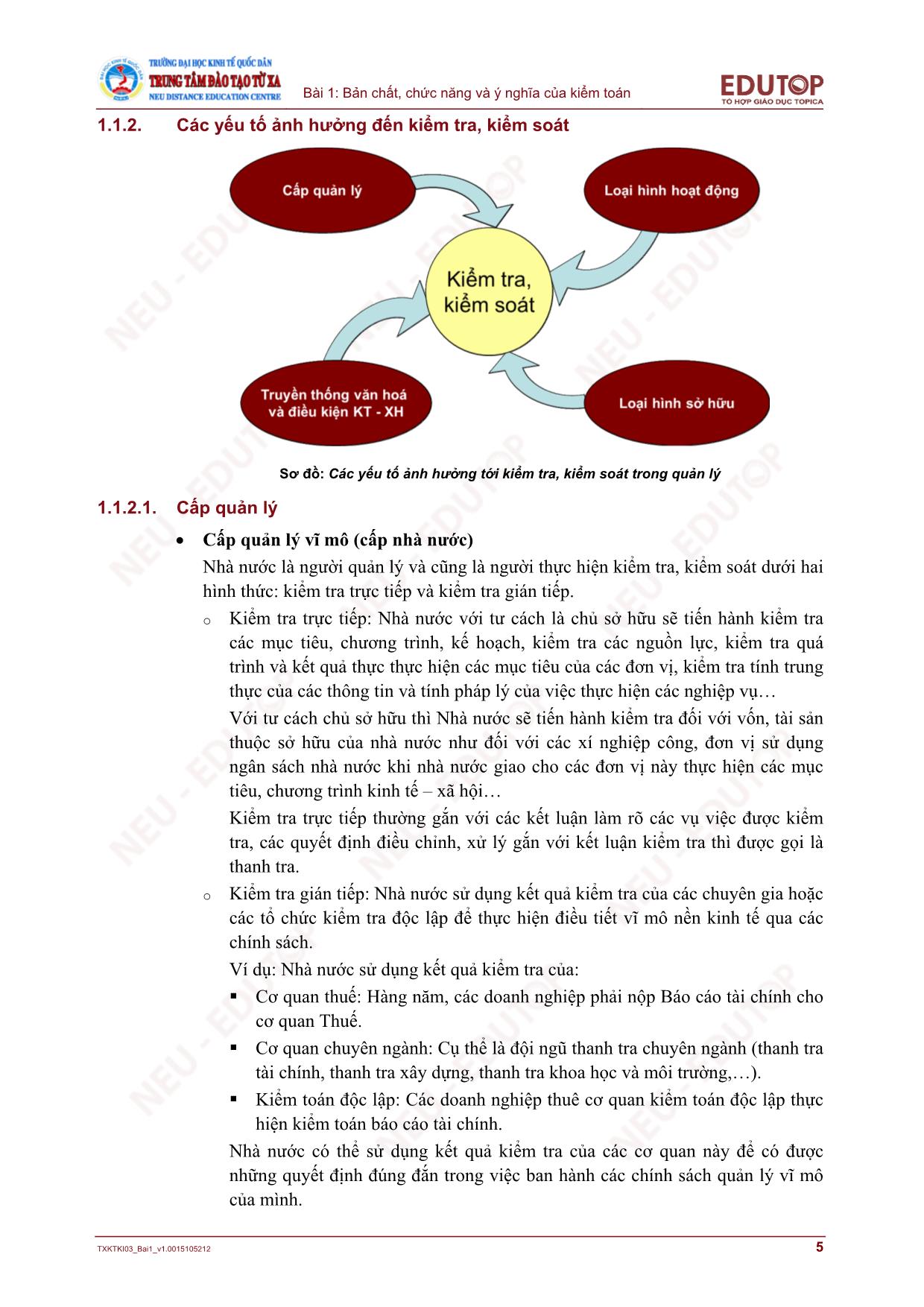 Bài giảng Kiểm toán căn bản - Bài 1: Bản chất, chức năng và ý nghĩa của kiểm toán trang 5