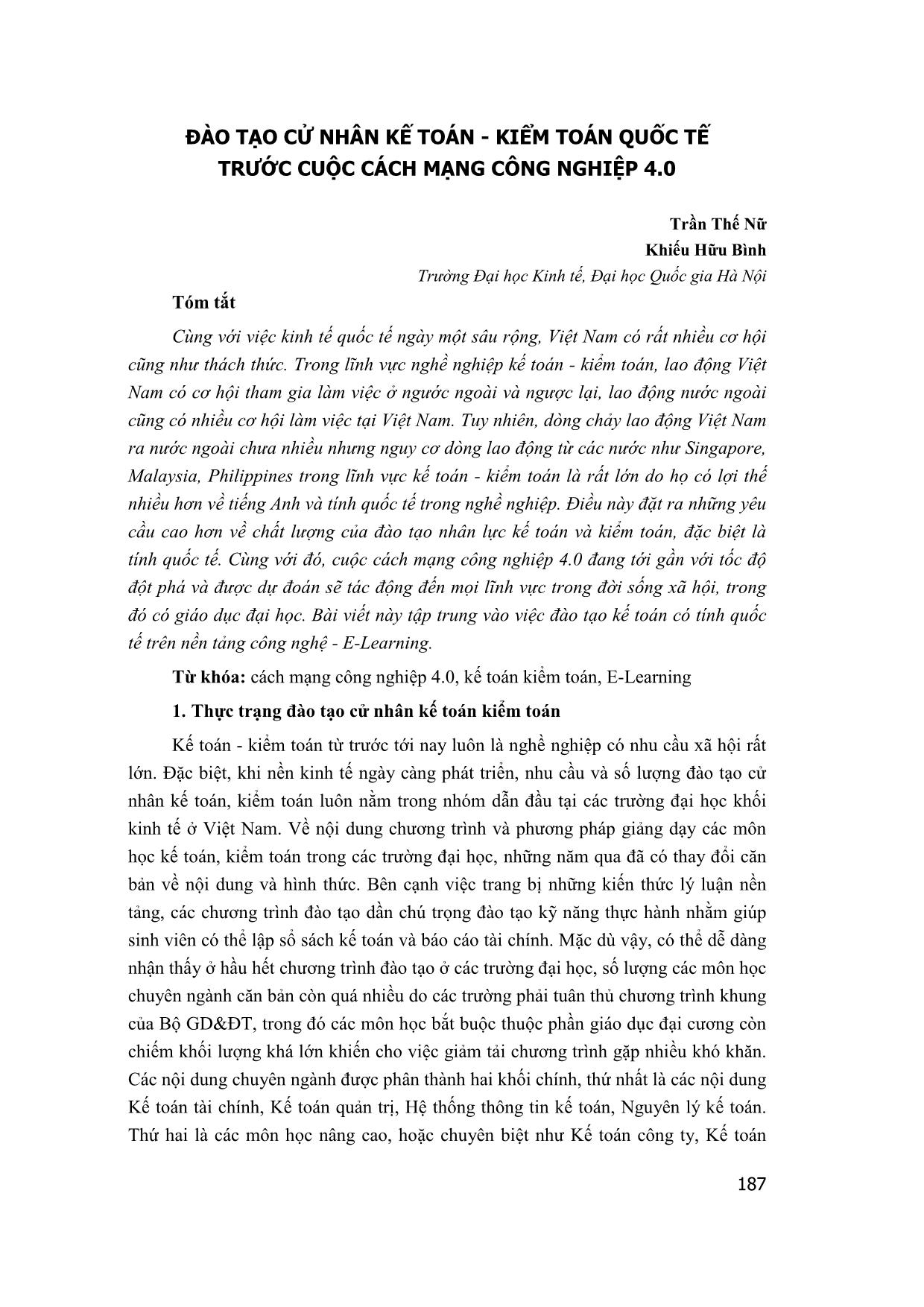 Đào tạo cử nhân Kế toán - Kiểm toán quốc tế trước cuộc cách mạng công nghiệp 4.0 trang 1