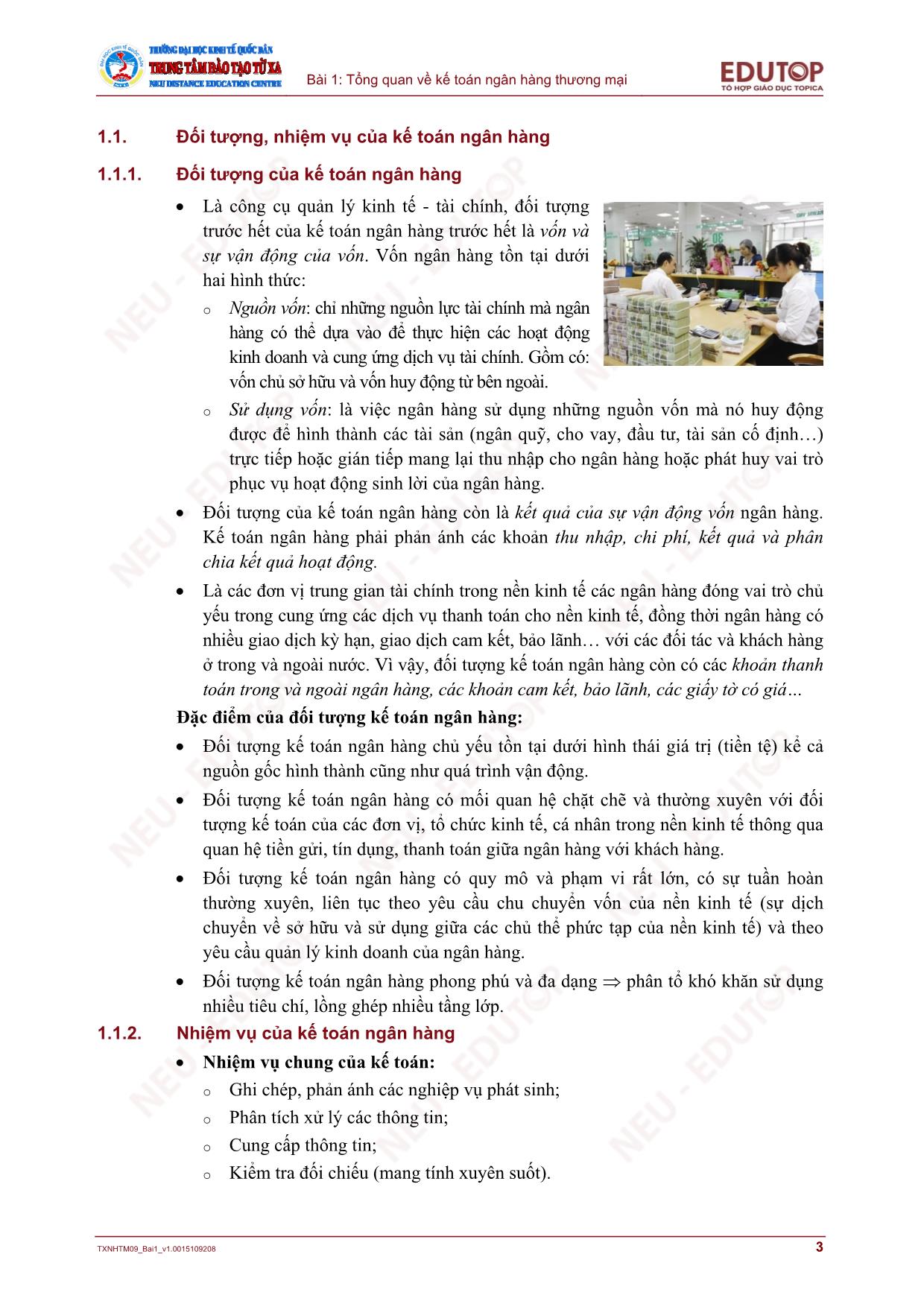 Bài giảng Kế toán ngân hàng thương mại - Bài 1: Tổng quan về kế toán ngân hàng thương mại trang 3