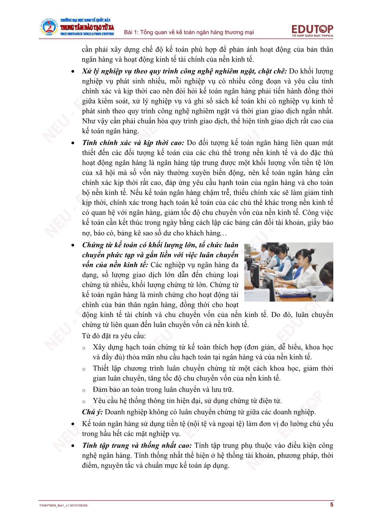 Bài giảng Kế toán ngân hàng thương mại - Bài 1: Tổng quan về kế toán ngân hàng thương mại trang 5