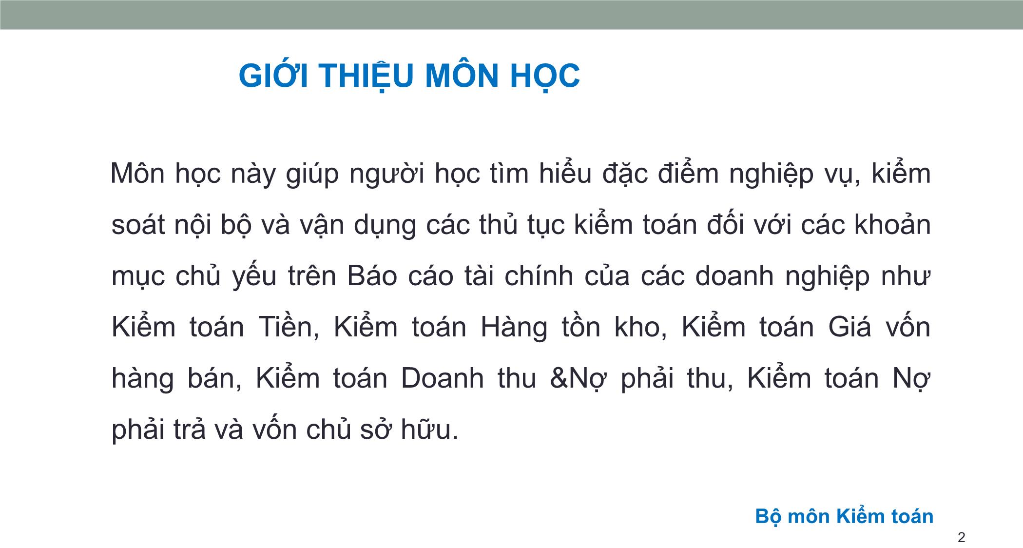 Bài giảng Kiểm toán doanh nghiệp - Chương mở đầu: Giới thiệu môn học trang 2