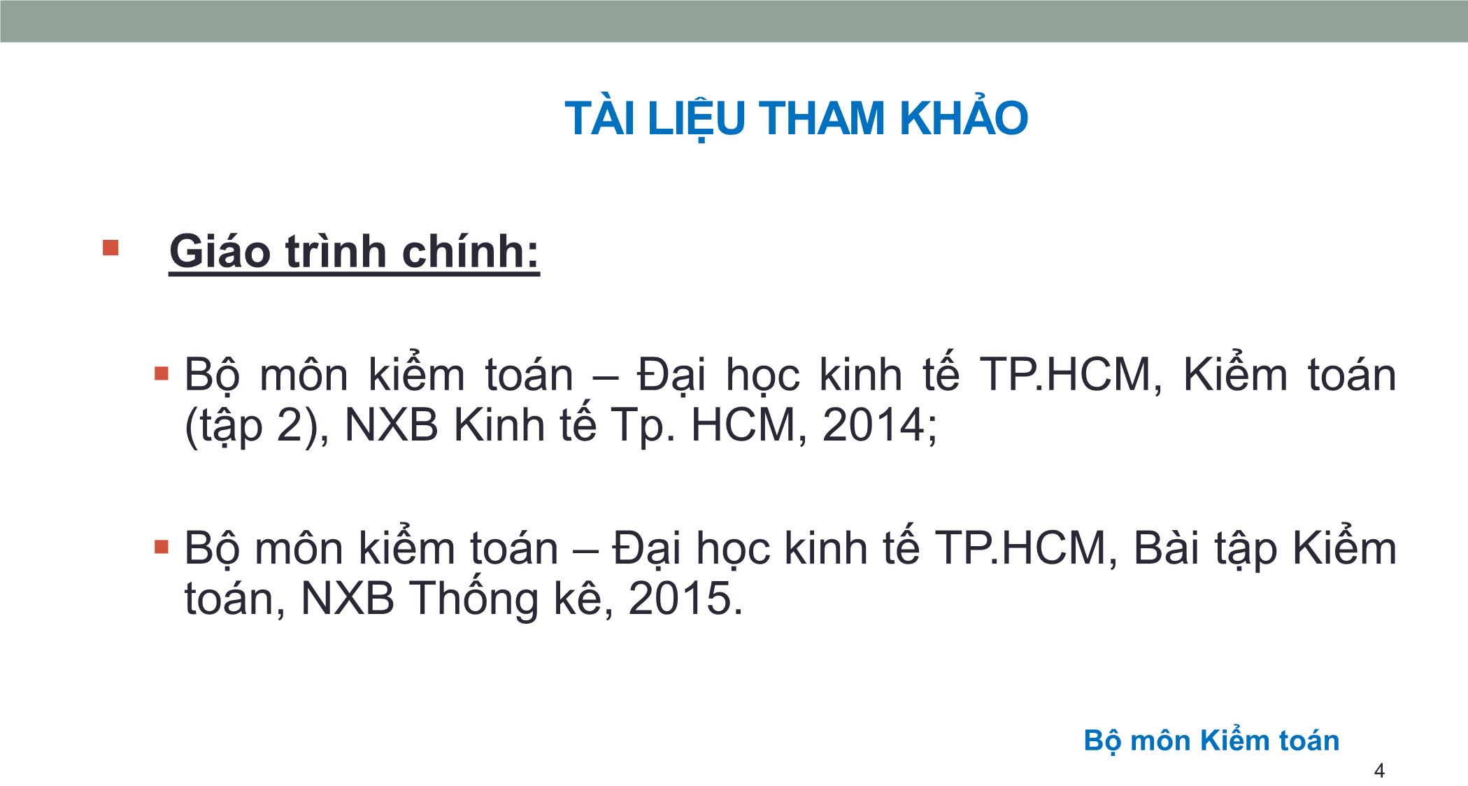 Bài giảng Kiểm toán doanh nghiệp - Chương mở đầu: Giới thiệu môn học trang 4