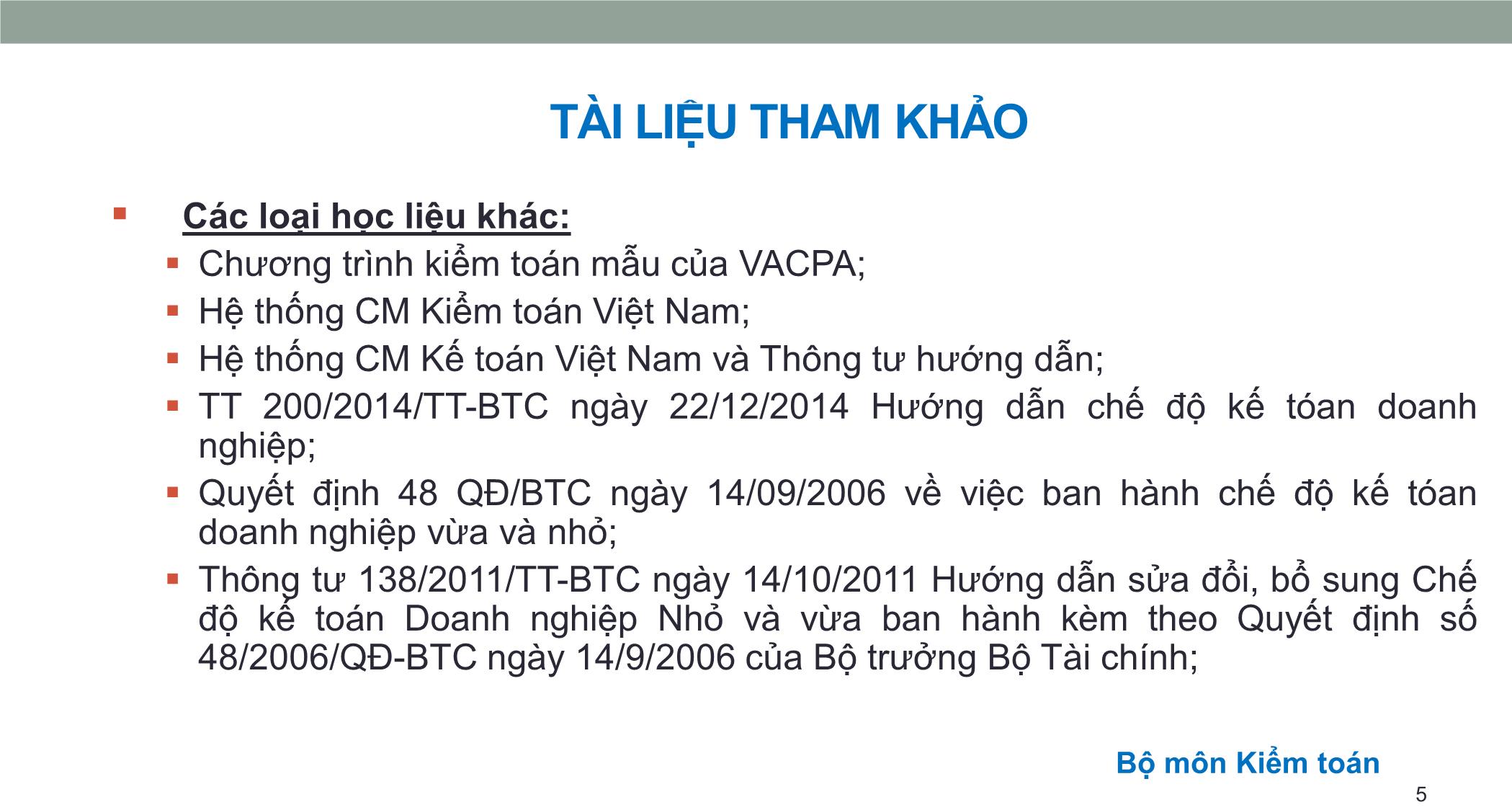 Bài giảng Kiểm toán doanh nghiệp - Chương mở đầu: Giới thiệu môn học trang 5