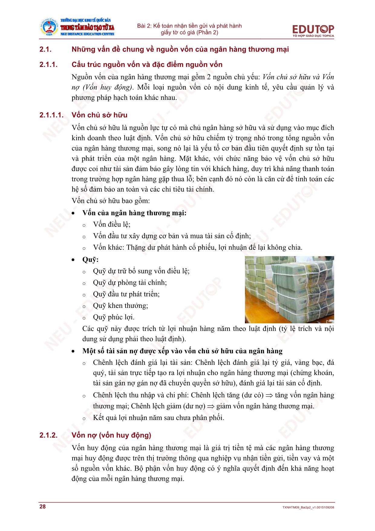 Bài giảng Kế toán ngân hàng thương mại - Bài 2: Kế toán nhận tiền gửi và phát hành giấy tờ có giá (Phần 2) trang 3