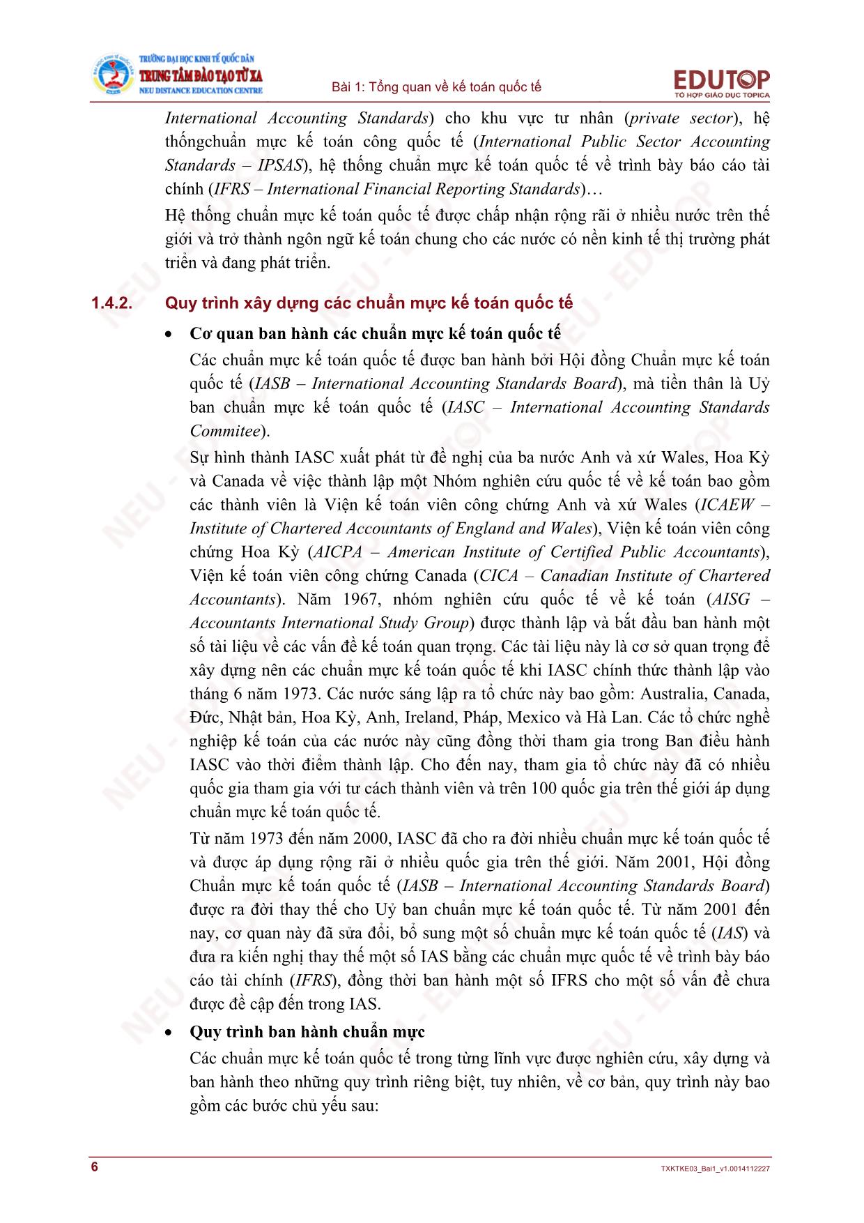 Bài giảng Kế toán quốc tế - Bài 1: Tổng quan về kế toán quốc tế trang 6