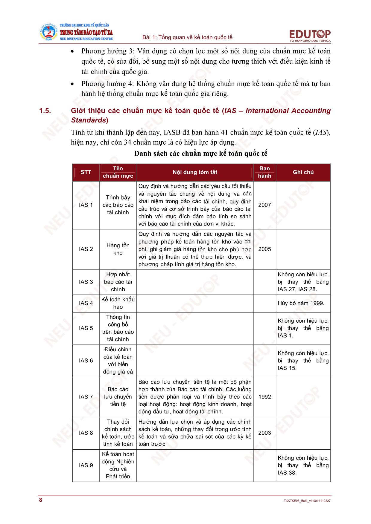 Bài giảng Kế toán quốc tế - Bài 1: Tổng quan về kế toán quốc tế trang 8