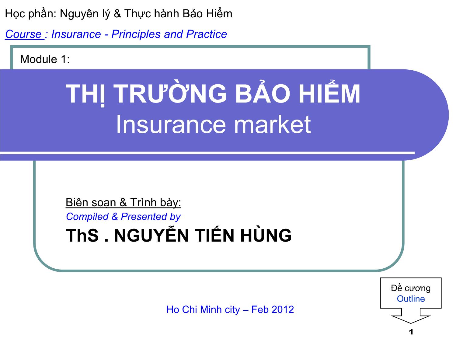 Bài giảng Thị trường bảo hiểm - Module 1 - Nguyễn Tiến Hùng trang 1