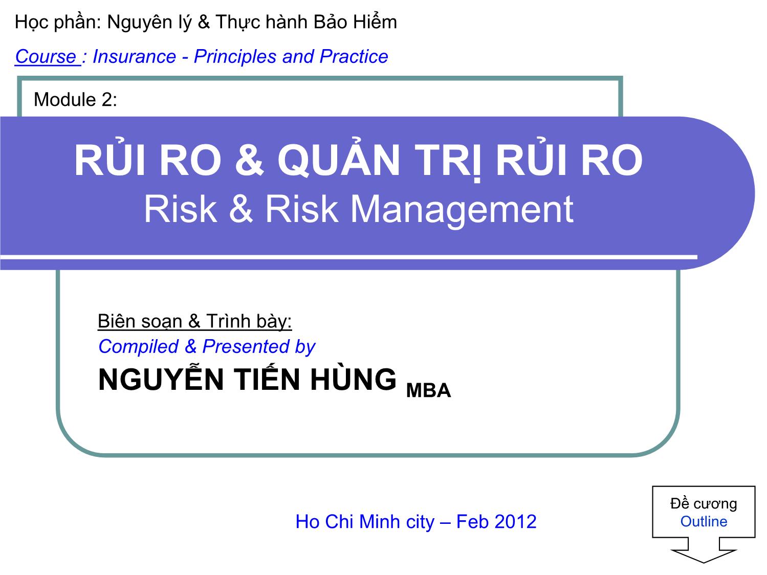 Bài giảng Thị trường bảo hiểm - Module 2 - Nguyễn Tiến Hùng trang 1