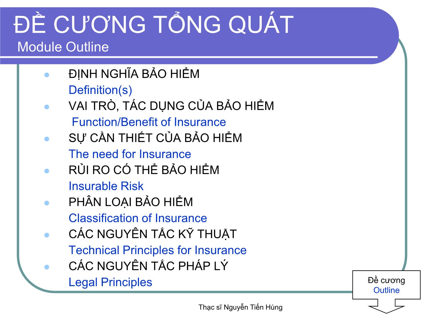Bài giảng Thị trường bảo hiểm - Module 3 - Nguyễn Tiến Hùng trang 2