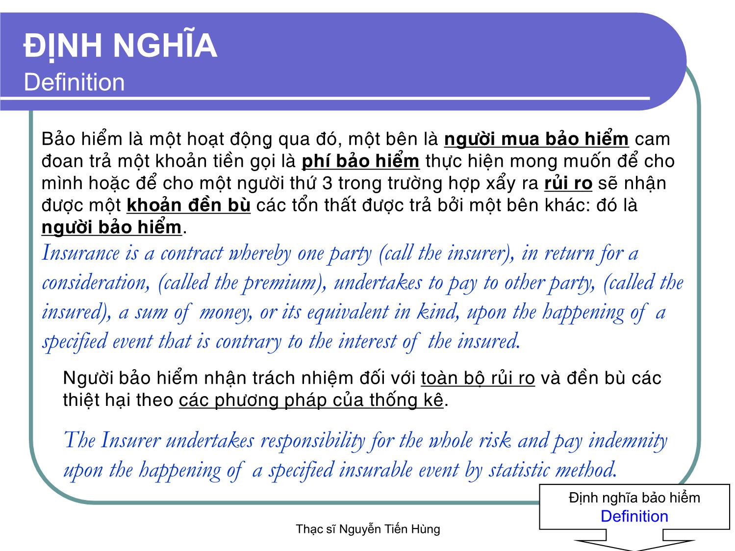 Bài giảng Thị trường bảo hiểm - Module 3 - Nguyễn Tiến Hùng trang 6