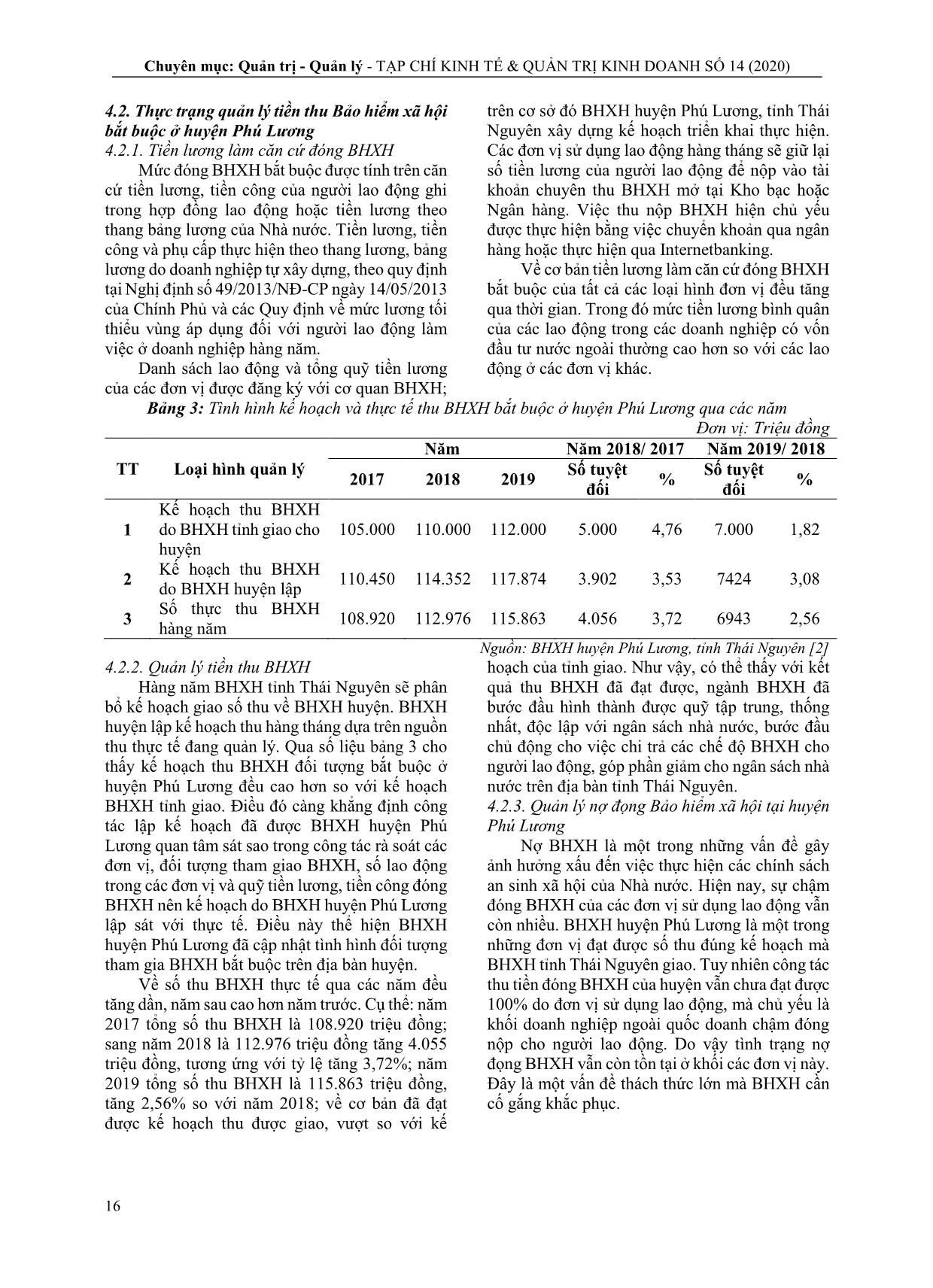 Quản lý thu quỹ bảo hiểm xã hội bắt buộc tại huyện phú lương tỉnh thái nguyên: thực trạng và giải pháp trang 4