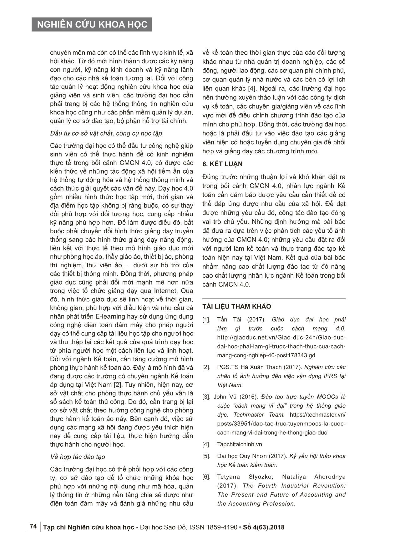 Định hướng đào tạo nhân lực ngành Kế toán trong bối cảnh cuộc Cách mạng công nghiệp 4.0 trang 8
