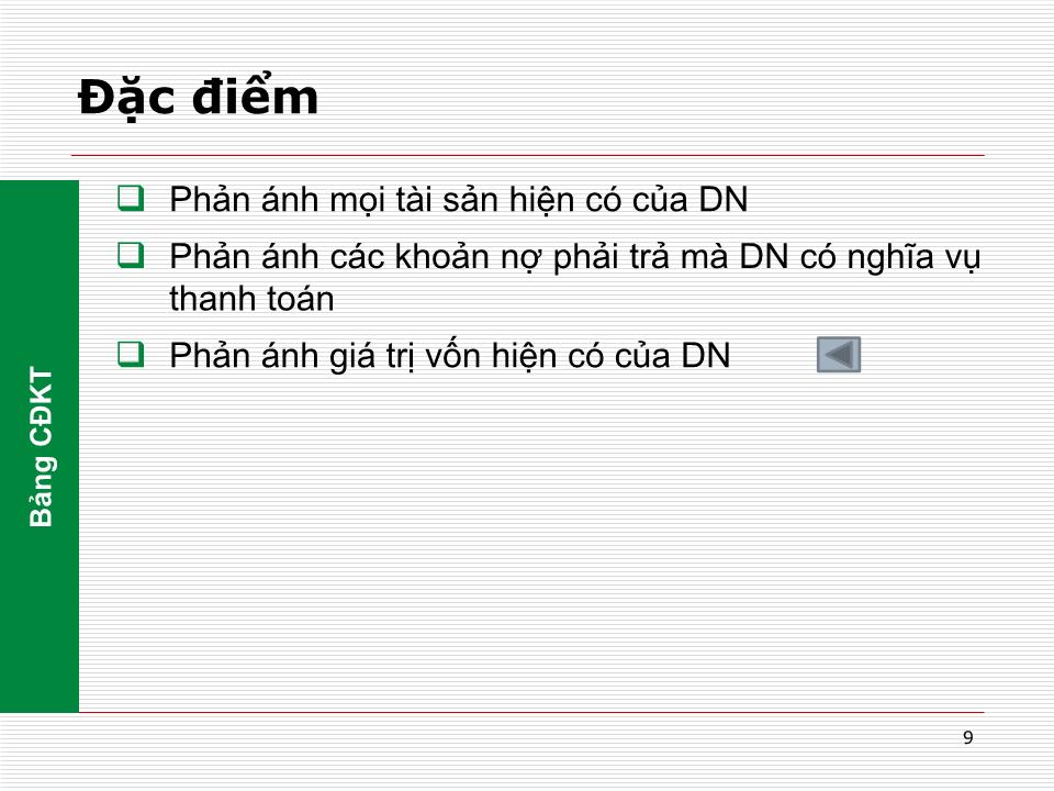 Bài giảng Nguyên lý kế toán - Chương 2: Phương pháp tổng hợp và cân đối kế toán trang 9