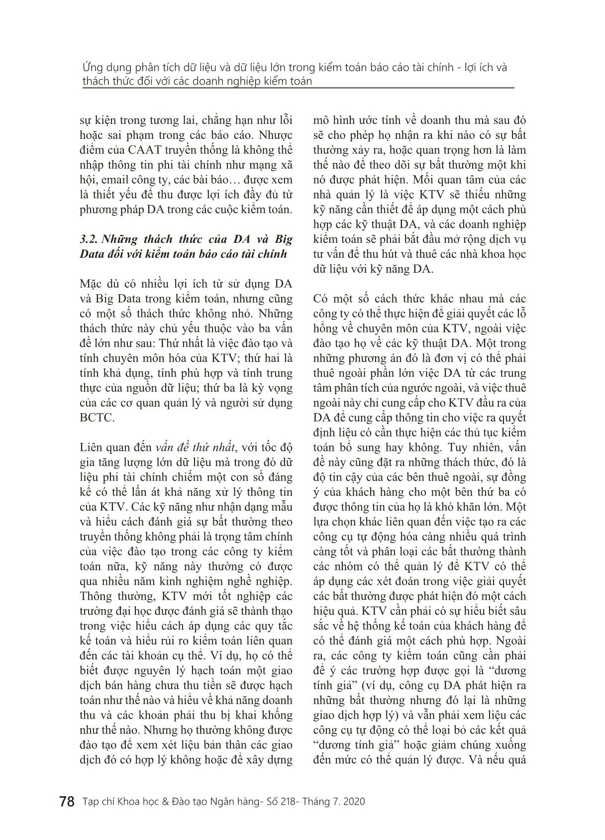 Ứng dụng phân tích dữ liệu và dữ liệu lớn trong kiểm toán Báo cáo tài chính - Lợi ích và thách thức đối với các doanh nghiệp kiểm toán trang 8