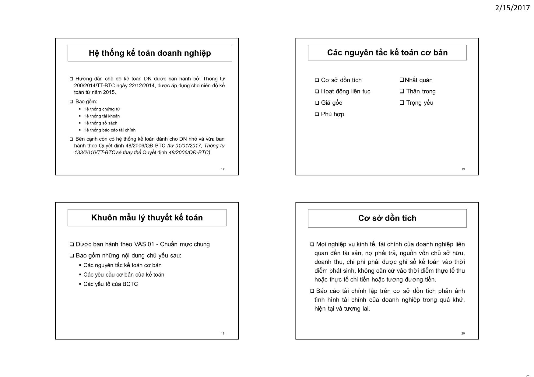 Bài giảng Kế toán tài chính 1 - Chương 1: Tổng quan kế toán tài chính và hệ thống kế toán Việt Nam - Nguyễn Thị Ngọc Điệp trang 5