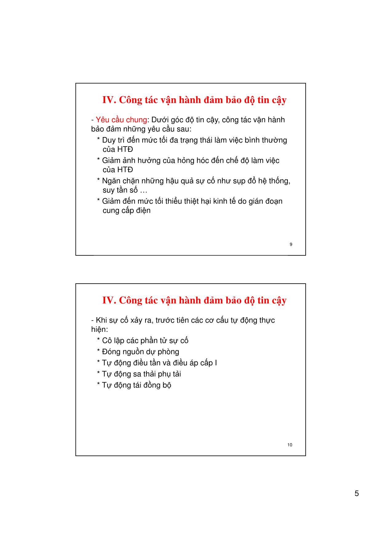 Bài giảng Vận hành và điều khiển hệ thống điện - Chương 5: Nâng cao độ tin cậy hệ thống điện - Võ Ngọc Điều trang 5