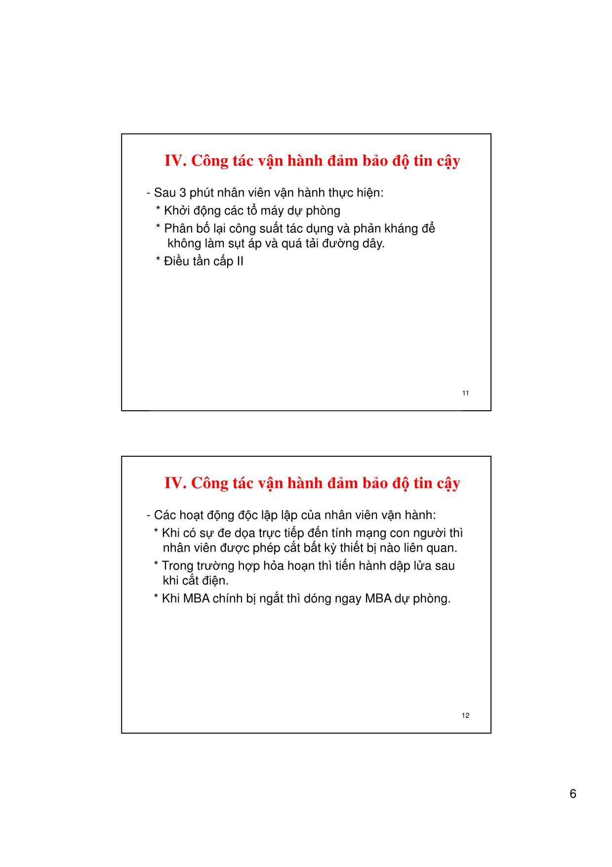 Bài giảng Vận hành và điều khiển hệ thống điện - Chương 5: Nâng cao độ tin cậy hệ thống điện - Võ Ngọc Điều trang 6