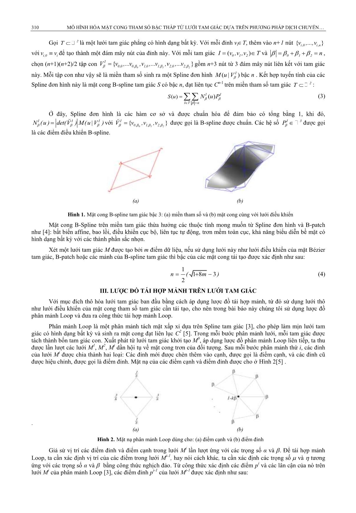 Mô hình hóa mặt cong tham số bậc thấp từ lưới tam giác dựa trên phương pháp dịch chuyển hình học cục bộ trang 3