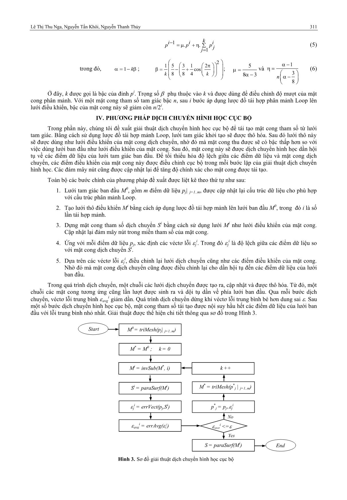 Mô hình hóa mặt cong tham số bậc thấp từ lưới tam giác dựa trên phương pháp dịch chuyển hình học cục bộ trang 4