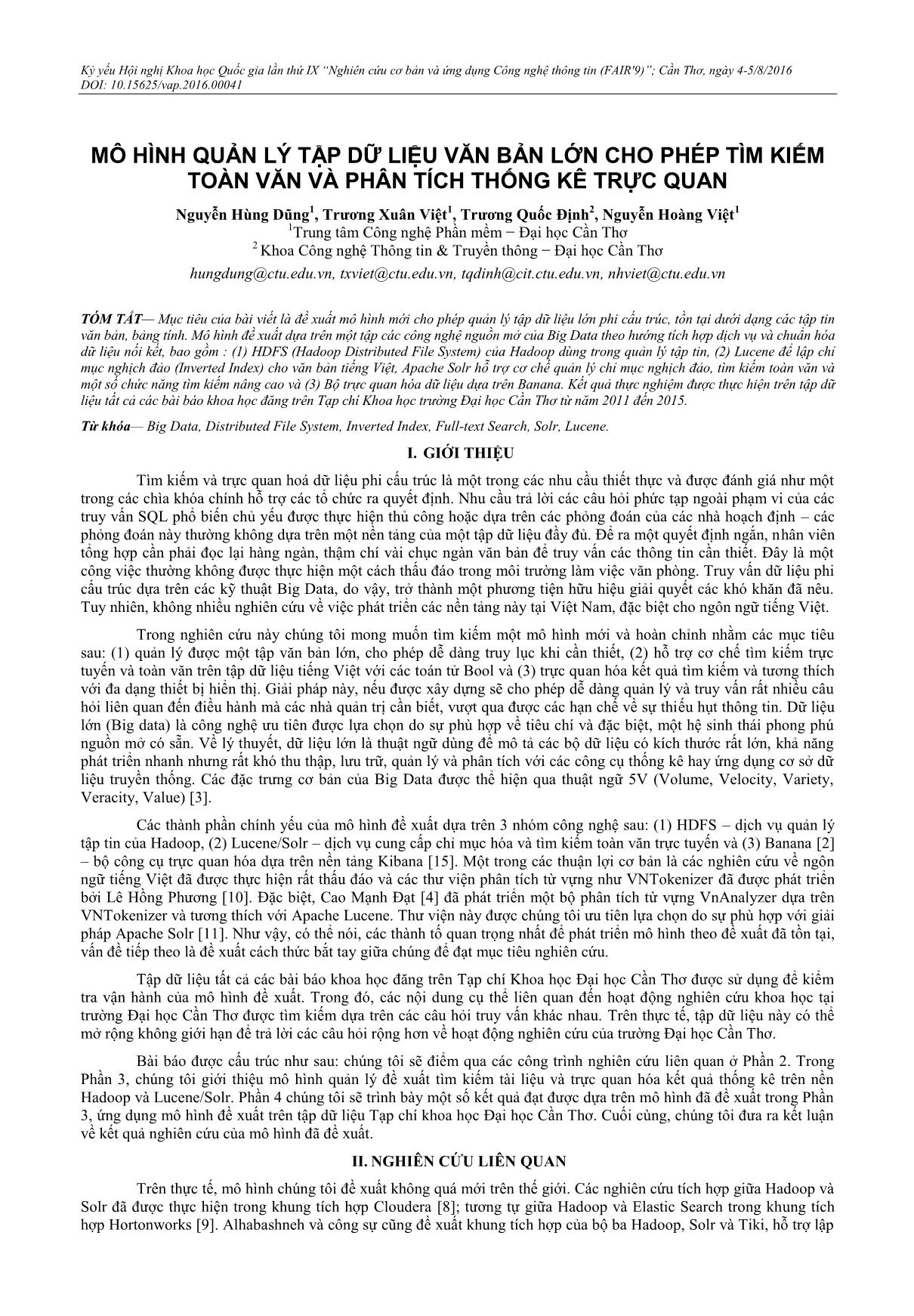 Mô hình quản lý tập dữ liệu văn bản lớn cho phép tìm kiếm toàn văn và phân tích thống kê trực quan trang 1