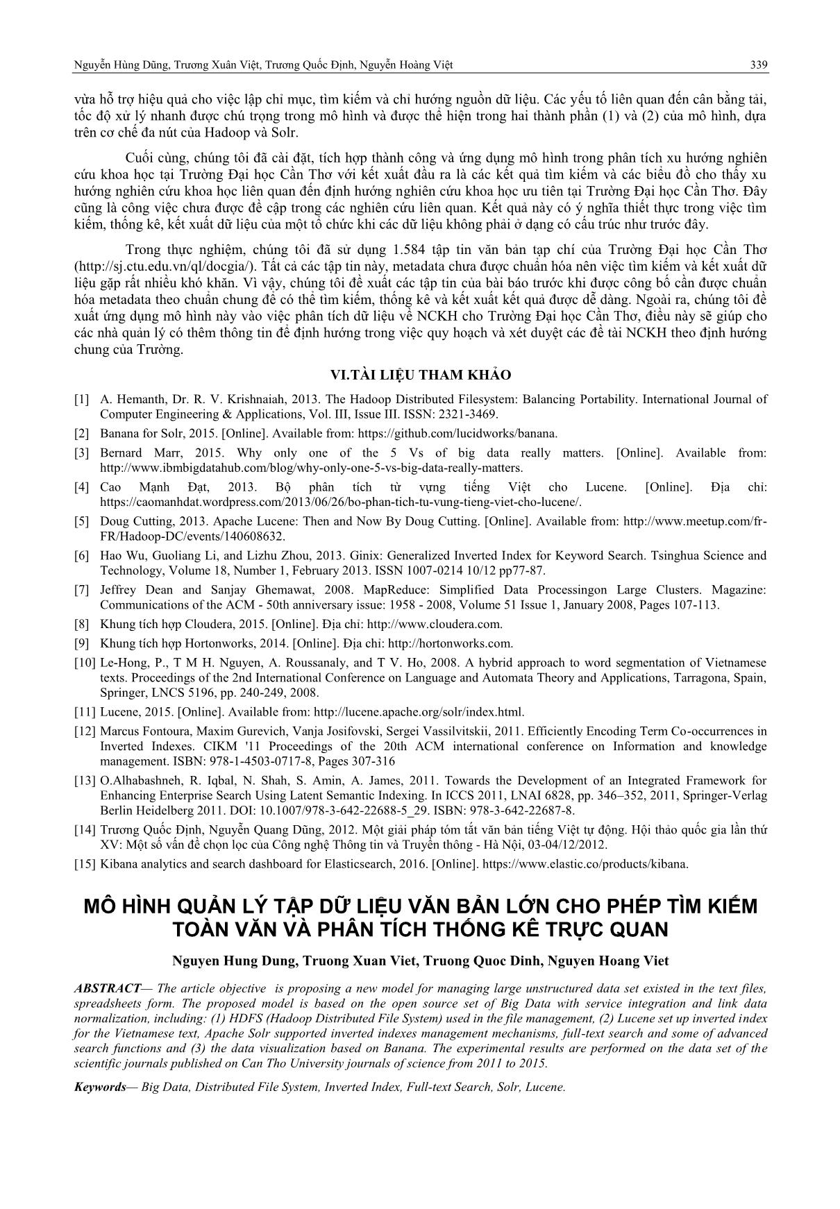 Mô hình quản lý tập dữ liệu văn bản lớn cho phép tìm kiếm toàn văn và phân tích thống kê trực quan trang 9