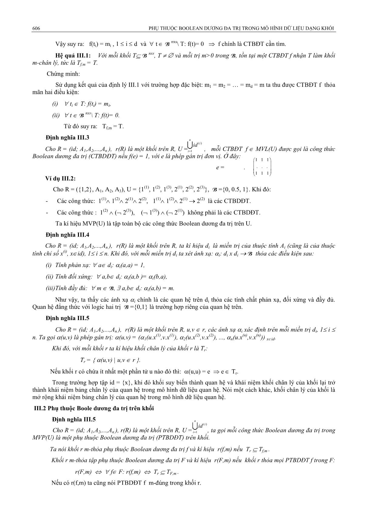 Phụ thuộc Boolean dương đa trị trong mô hình dữ liệu dạng khối trang 5