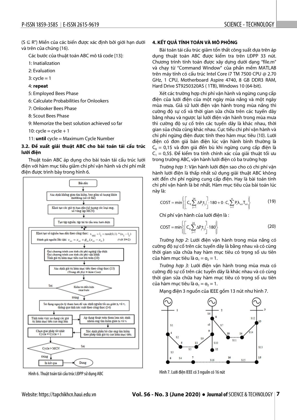 Áp dụng artificial bee conoly (ABC) cho bài toán tái cấu trúc lưới điện với hàm mục tiêu cực tiểu chi phí vận hành và chi phí ngưng cấp điện trang 5
