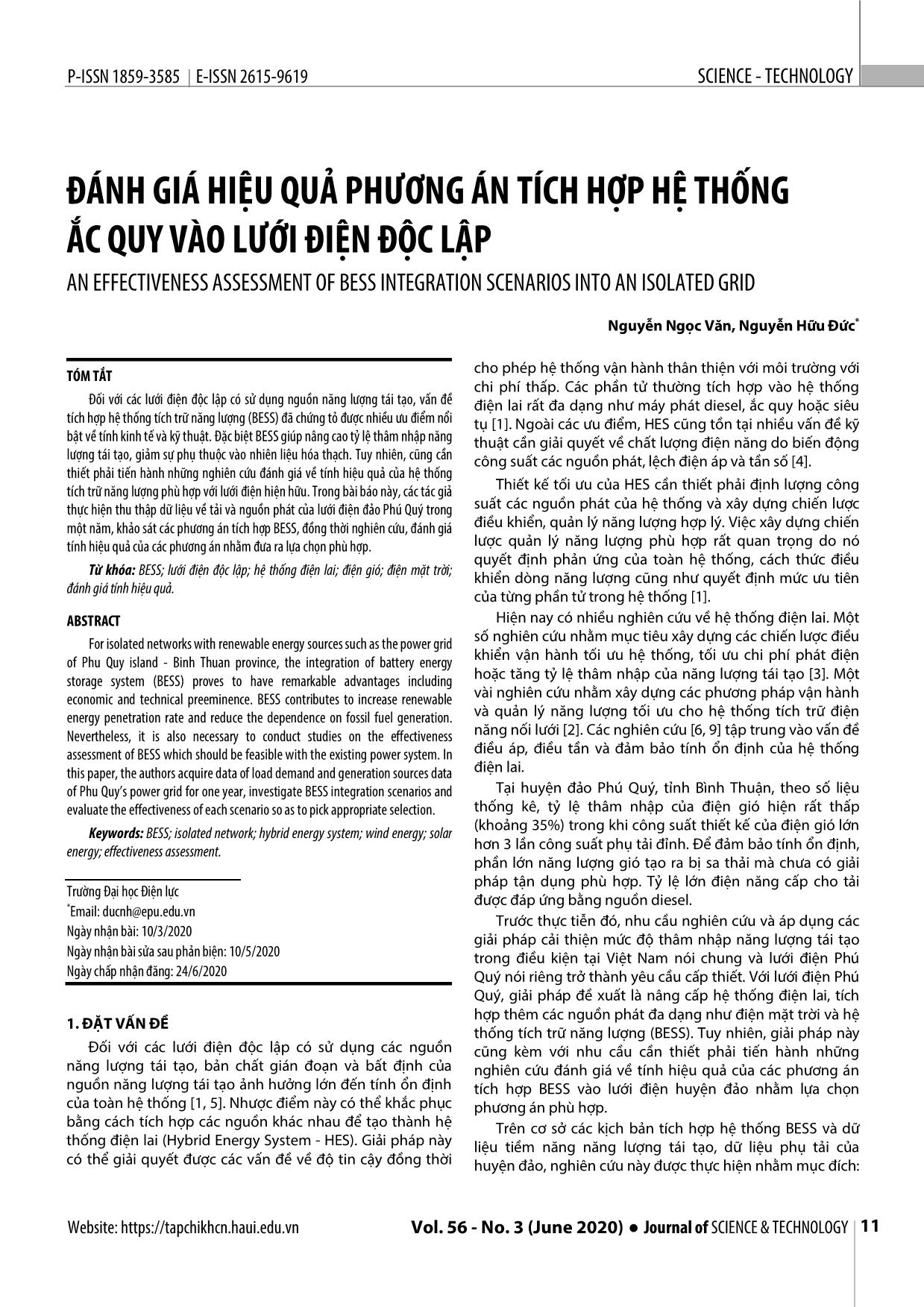 Đánh giá hiệu quả phương án tích hợp hệ thống ắc quy vào lưới điện độc lập trang 1