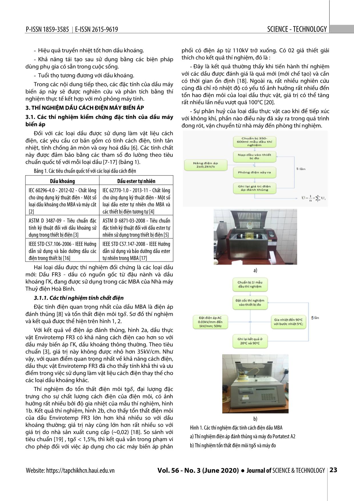 Nghiên cứu đánh giá đặc tính làm việc của dầu cách điện nguồn gốc thực vật environtemp FR3 trong máy biến áp phân phối Việt Nam trang 2