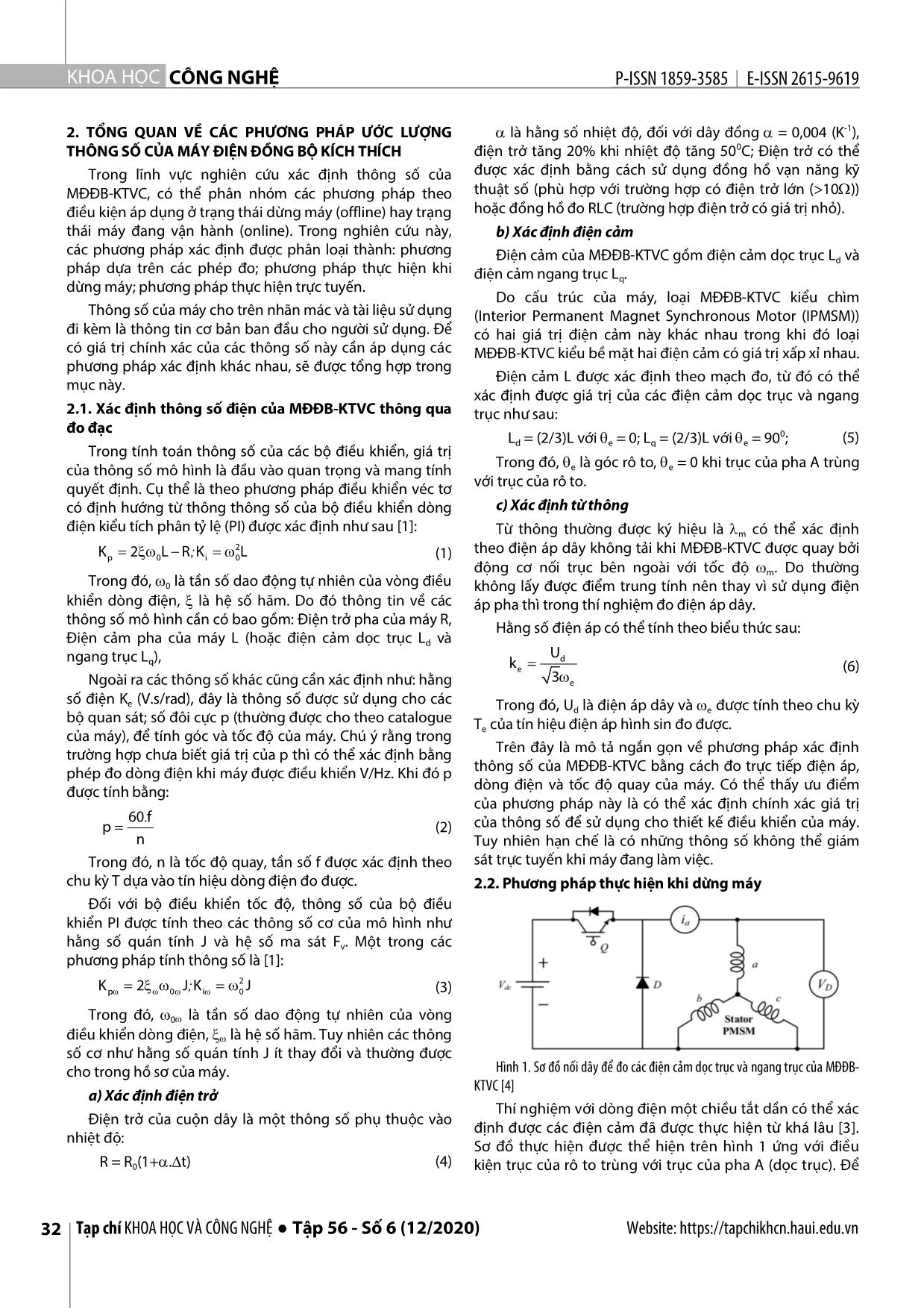 Tổng quan phương pháp xác định thông số của máy điện đồng bộ kích thích nam châm vĩnh cửu, đề xuất kỹ thuật dựa trên bộ quan sát với mô hình bậc hai trang 2
