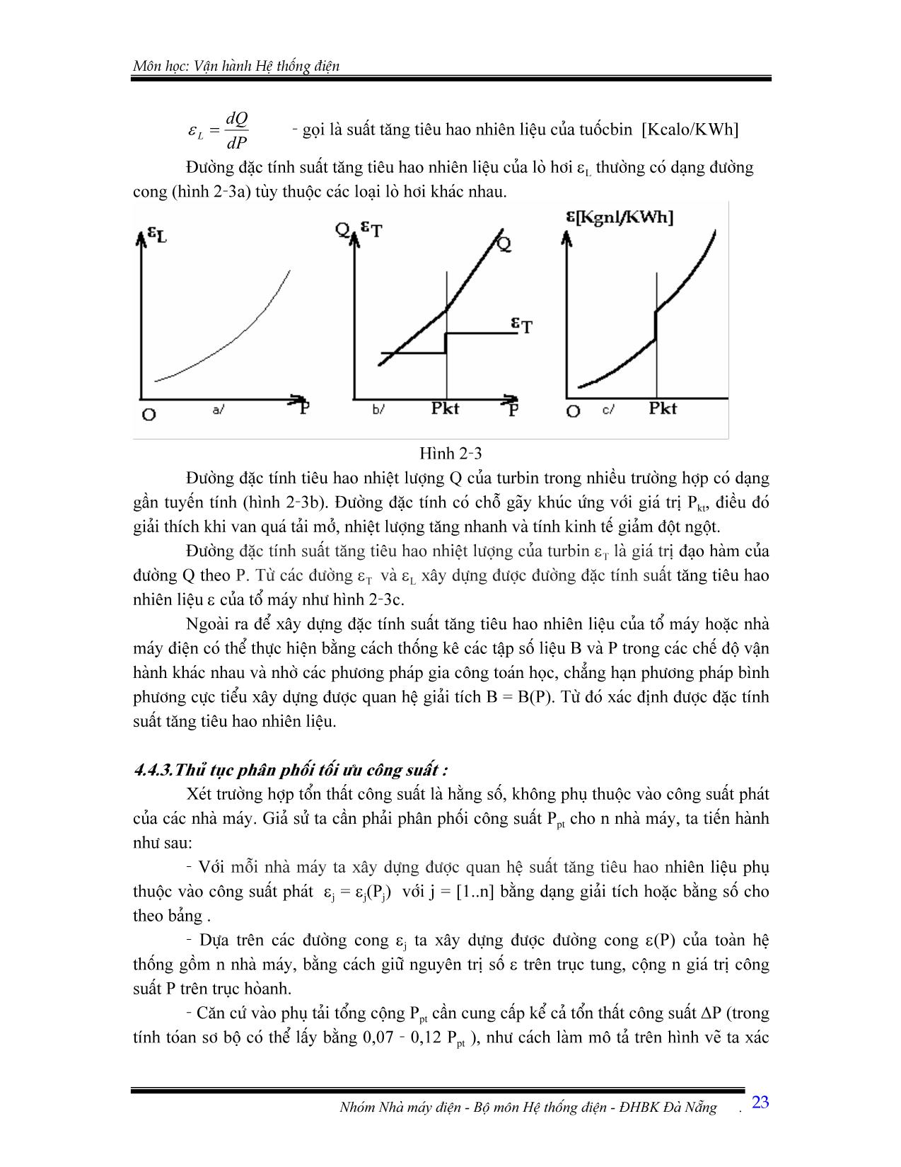 Giáo trình Vận hành hệ thống điện - Chương 2: Tính toán phân bố tối ưu công suất trong hệ thống điện bằng phương pháp Lagrange trang 10