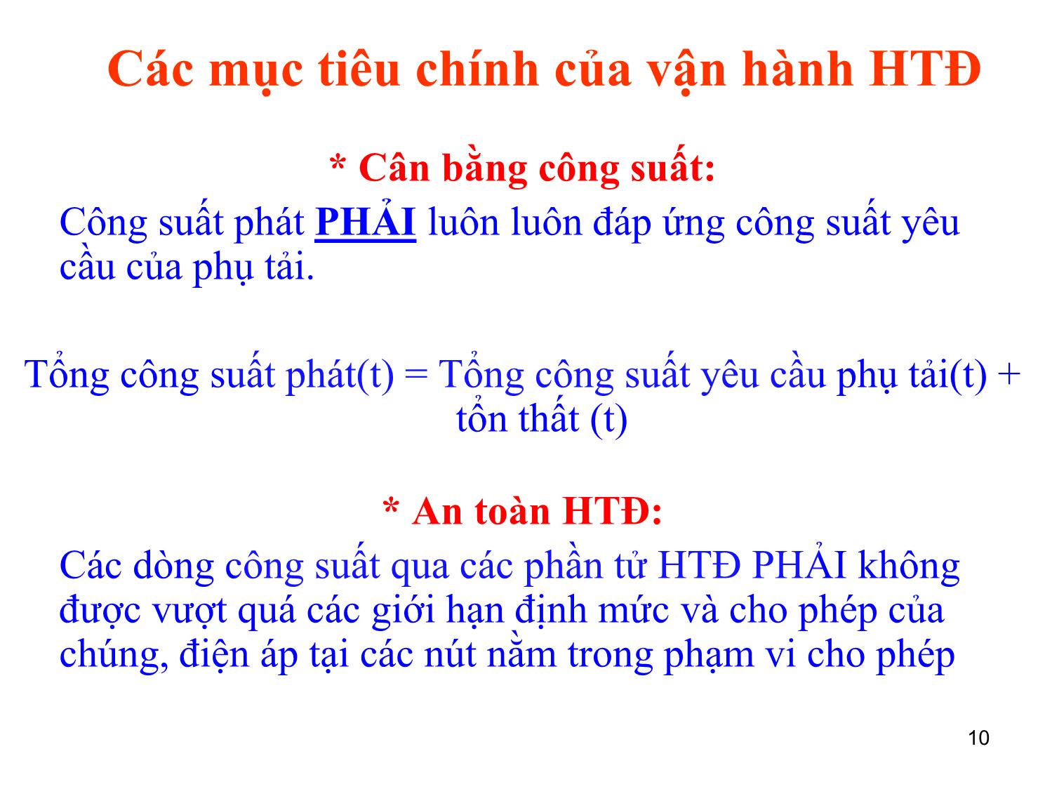 Bài giảng môn Vận hành và điều khiển hệ thống điện - Chương 1: Giới thiệu chung về vận hành và điều khiển hệ thống điện trang 10