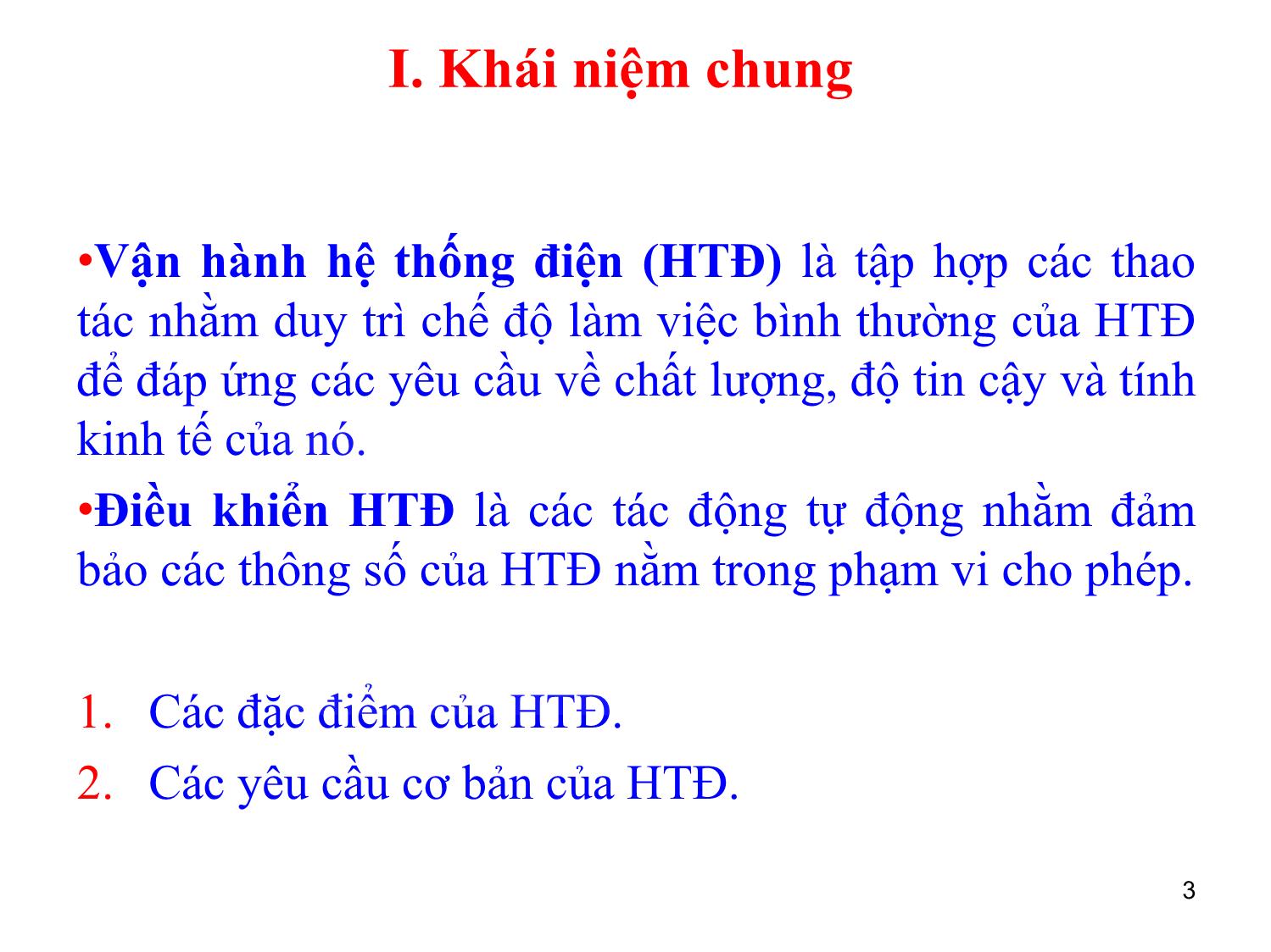 Bài giảng môn Vận hành và điều khiển hệ thống điện - Chương 1: Giới thiệu chung về vận hành và điều khiển hệ thống điện trang 3