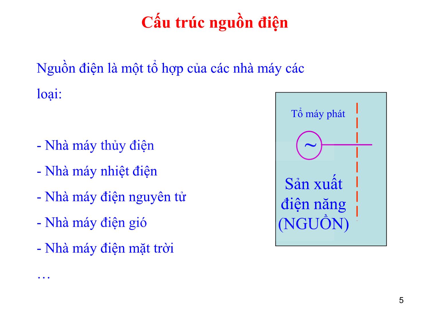 Bài giảng môn Vận hành và điều khiển hệ thống điện - Chương 1: Giới thiệu chung về vận hành và điều khiển hệ thống điện trang 5