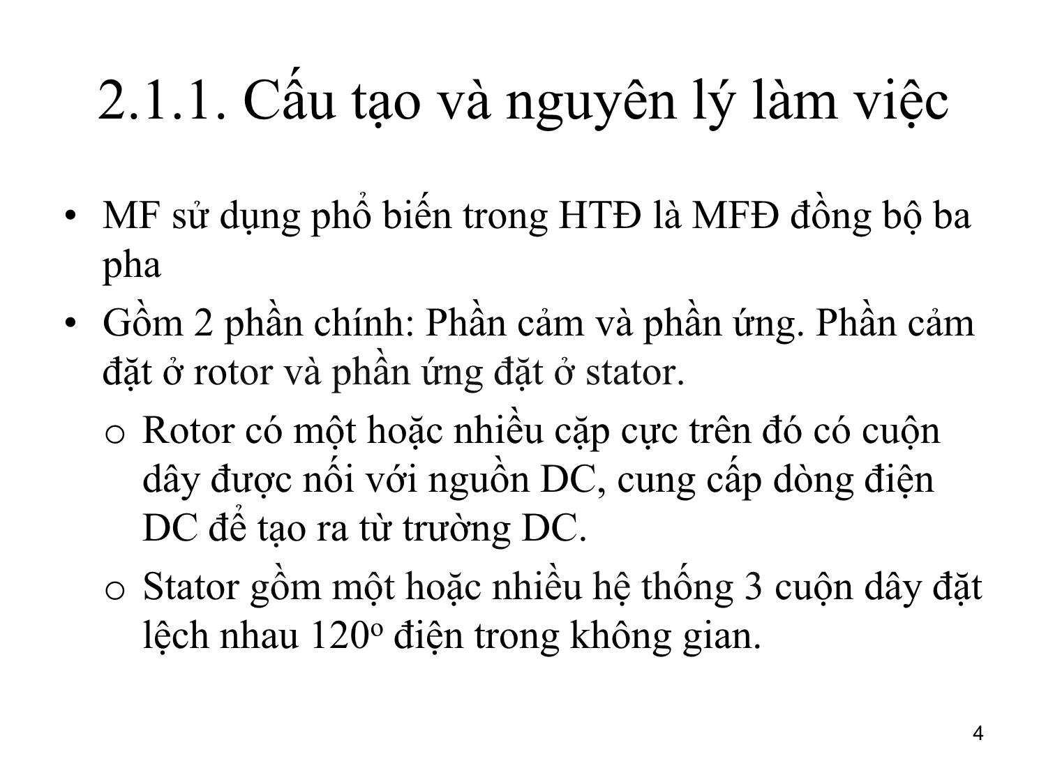 Bài giảng môn Vận hành và điều khiển hệ thống điện - Chương 2: Vận hành máy phát điện trang 4