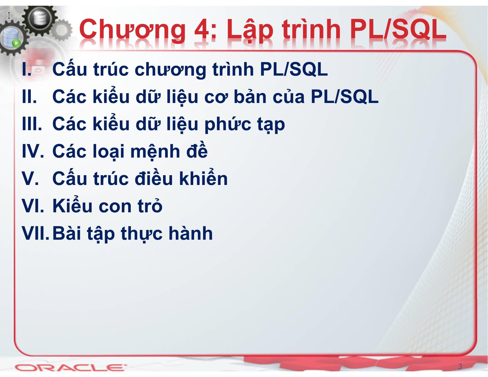 Bài giảng Hệ quản trị cơ sở dữ liệu (Oracle) - Chương 4: Lập trình PL/SQL - Nguyễn Thị Mỹ Dung trang 3