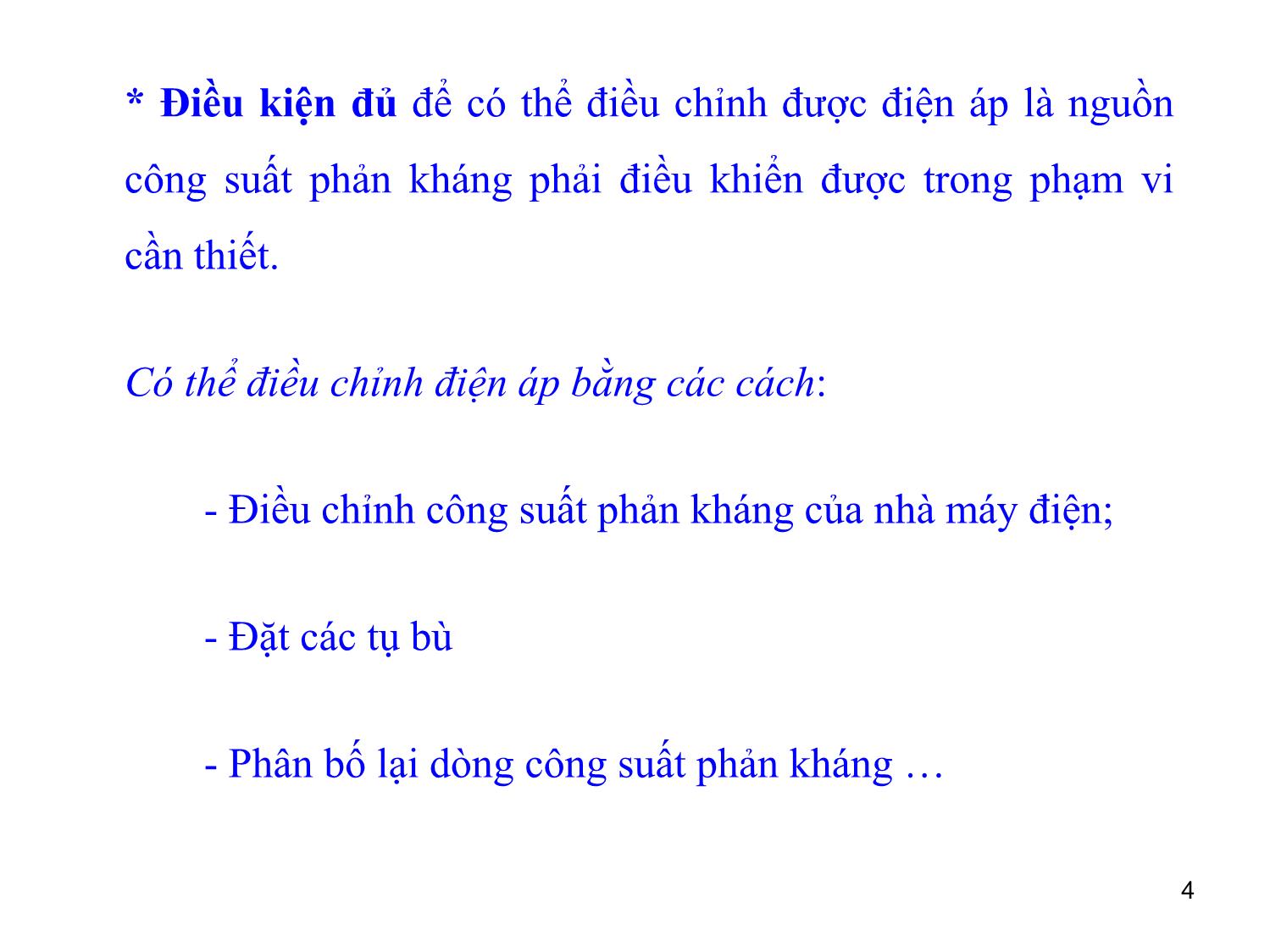 Bài giảng môn Vận hành và điều khiển hệ thống điện - Chương 5: Điều khiển điện áp trong hệ thống điện trang 4