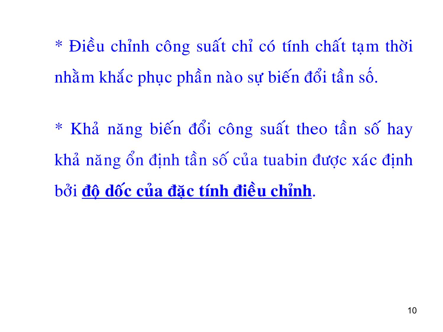 Bài giảng môn Vận hành và điều khiển hệ thống điện - Chương 6: Điều khiển tần số trong hệ thống điện trang 10