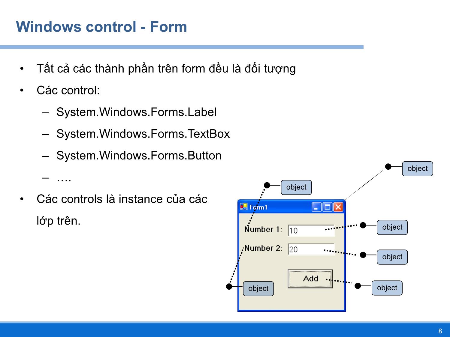 Bài giảng Lập trình DOTNET - Chương 2: Cơ bản lập trình Window Form với C# - Huỳnh Lê Uyên Minh trang 8