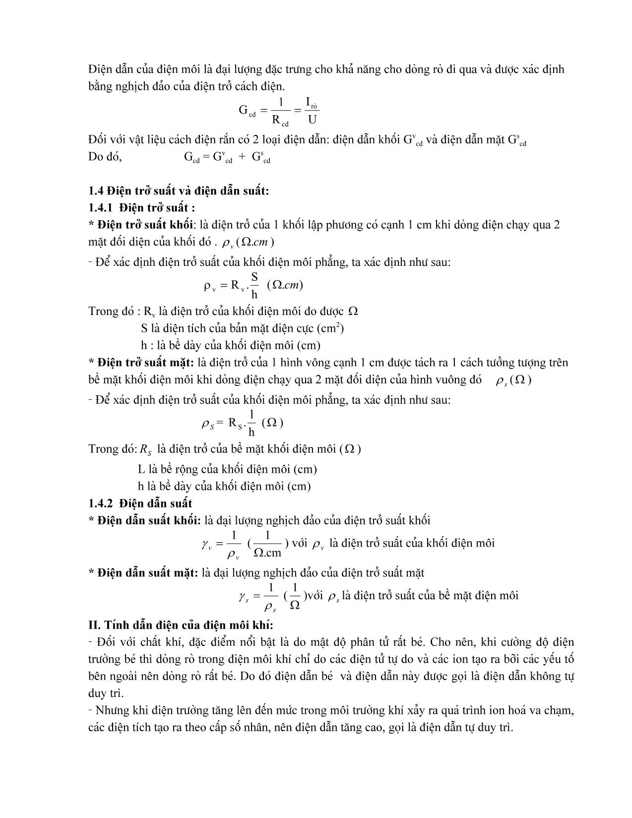 Giáo trình Vật liệu điện - Chương 6: Tính dẫn điện của điện môi trang 3