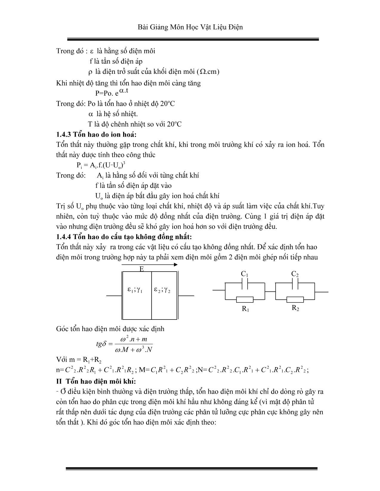 Giáo trình Vật liệu điện - Chương 7: Tổn hao điện môi trang 4