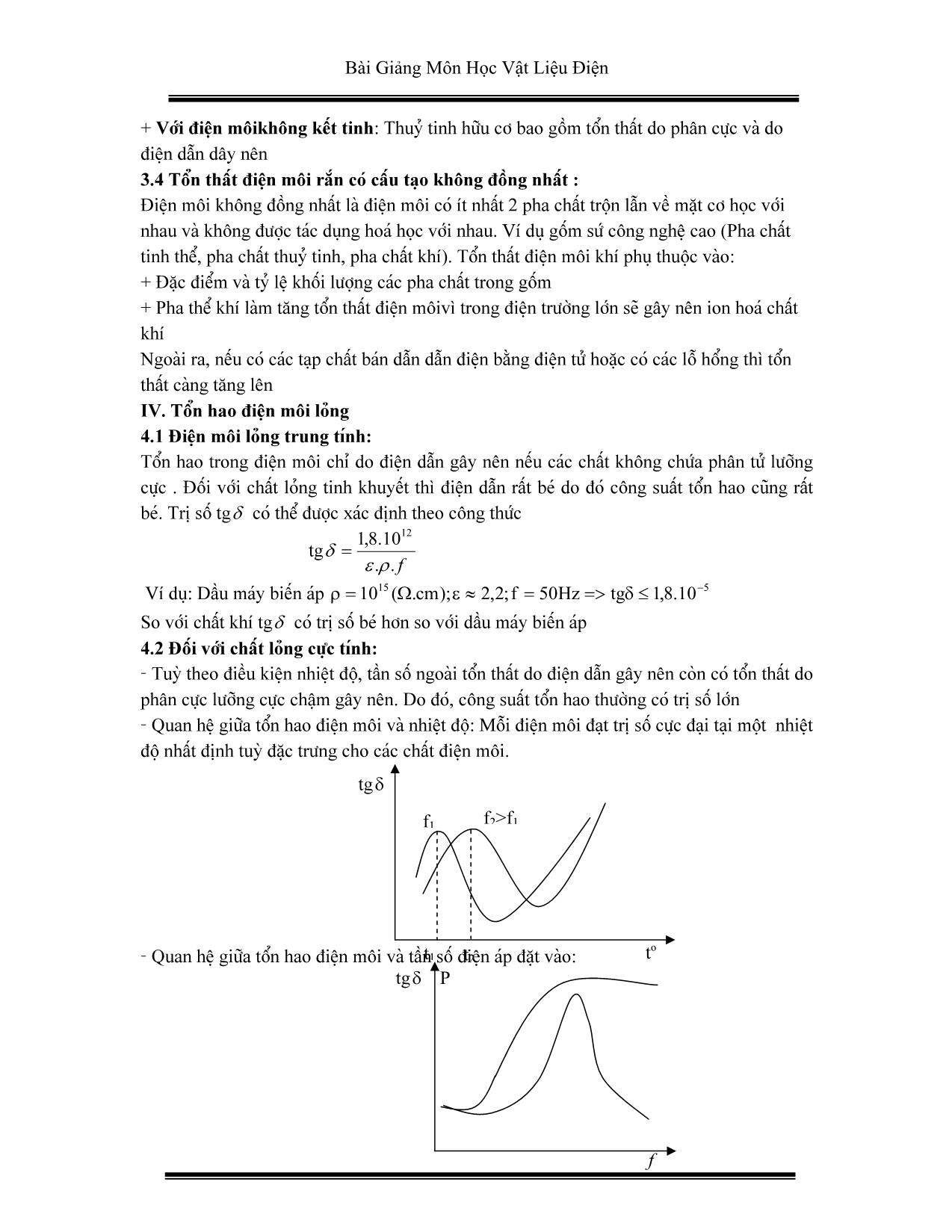 Giáo trình Vật liệu điện - Chương 7: Tổn hao điện môi trang 6