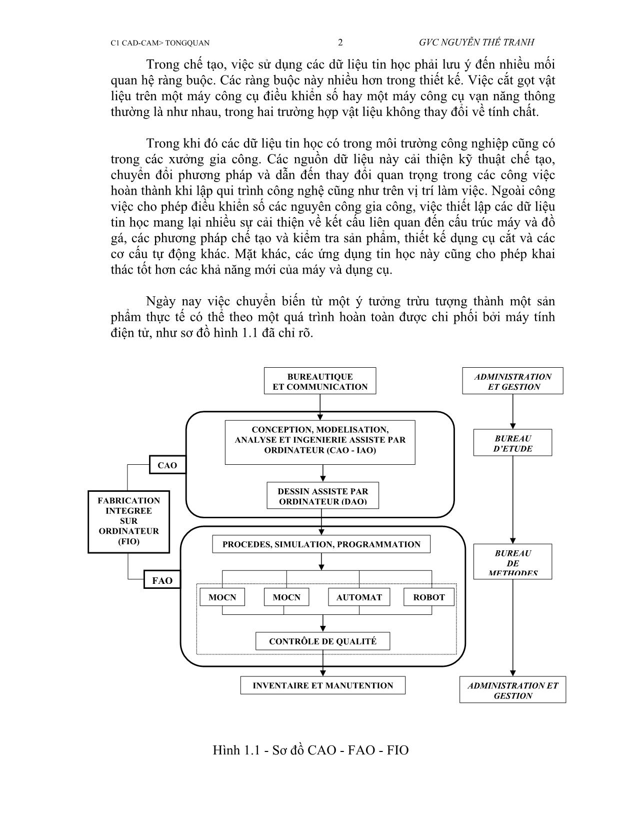 Bài giảng CAD/CAM - Chương 1: Tổng quan về CAD/CAM - Nguyễn Thế Tranh trang 2