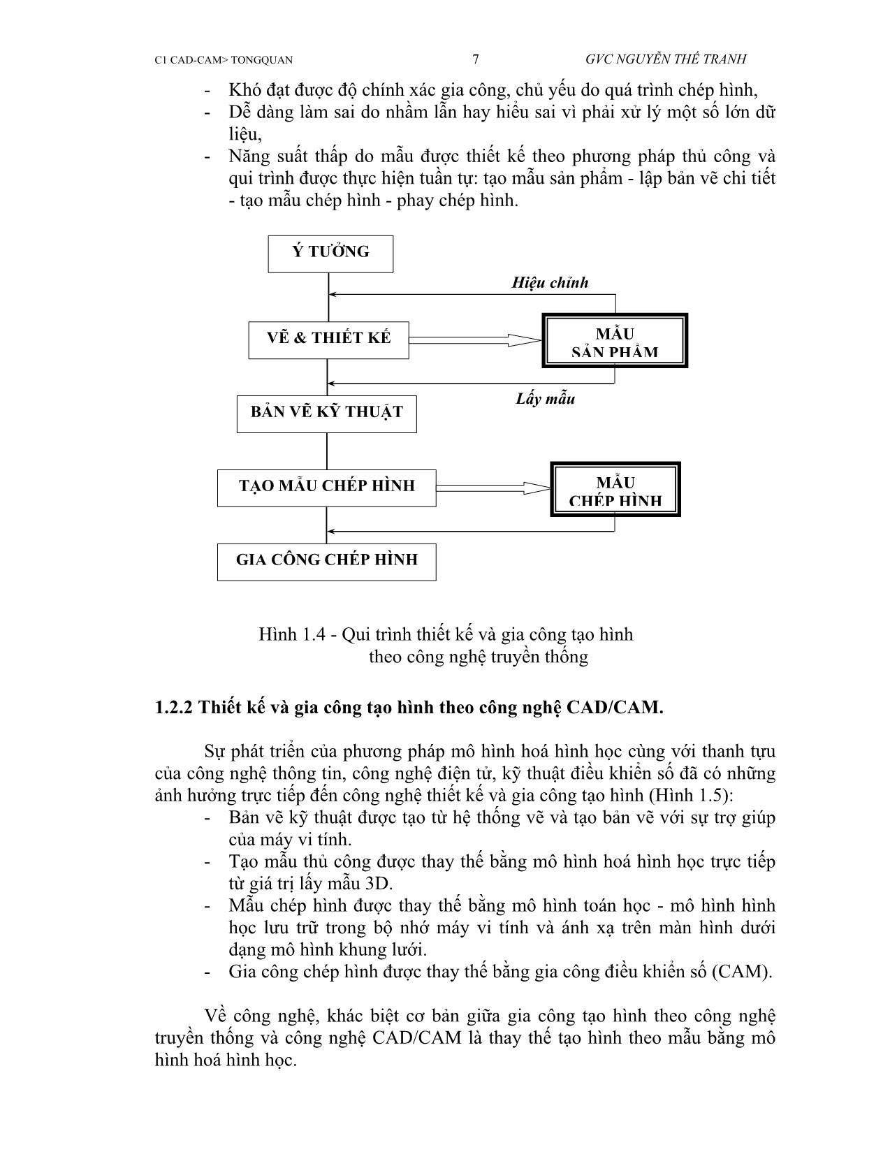 Bài giảng CAD/CAM - Chương 1: Tổng quan về CAD/CAM - Nguyễn Thế Tranh trang 7