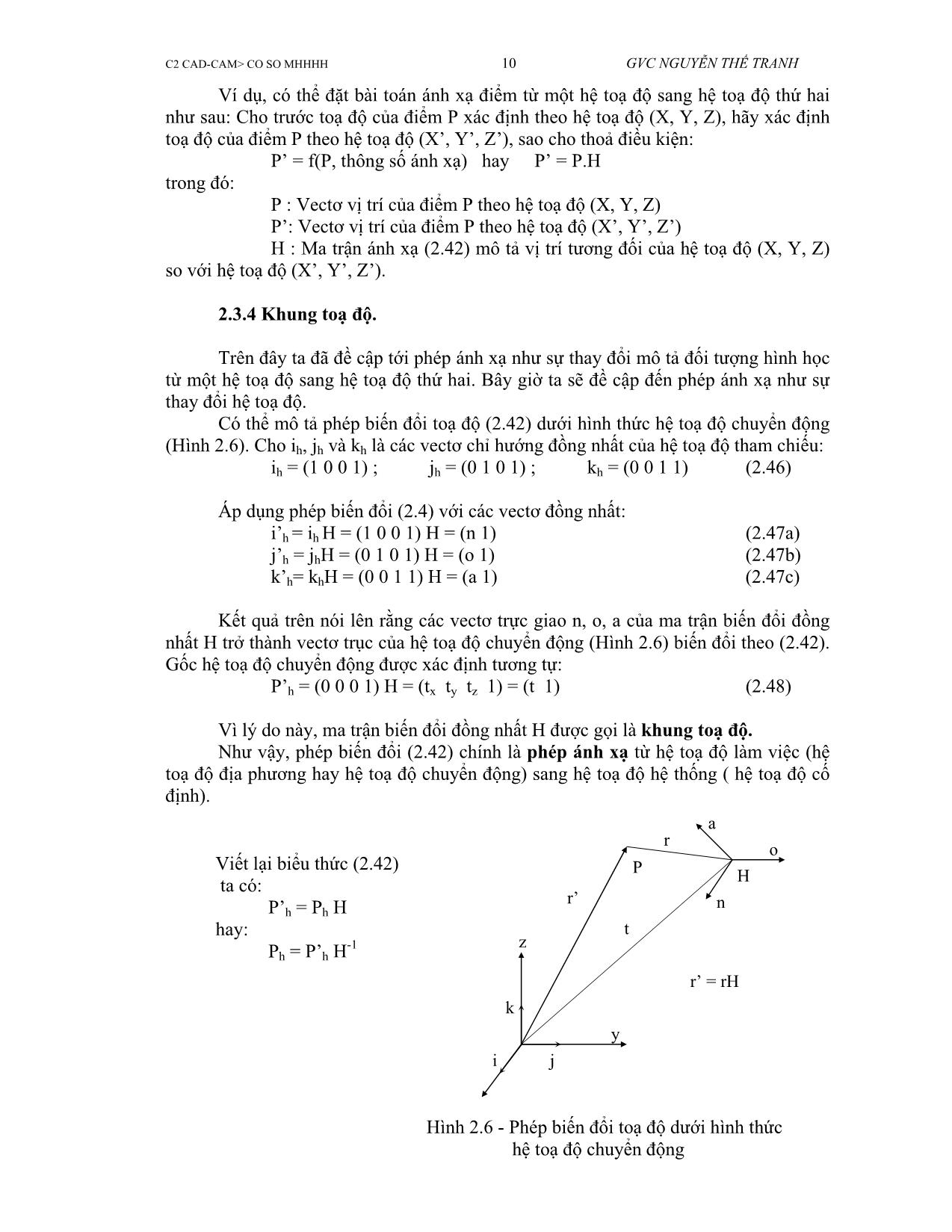 Bài giảng CAD/CAM - Chương 2: Cơ sở của mô hình hoá hình học - Nguyễn Thế Tranh trang 10