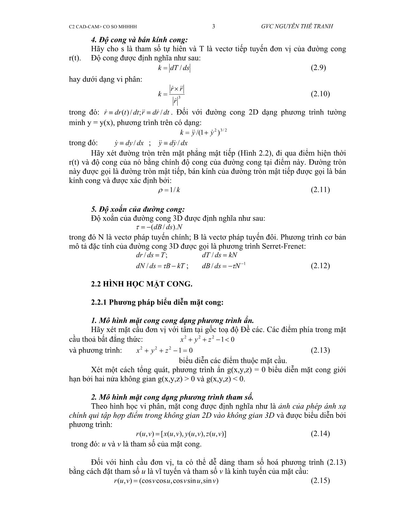 Bài giảng CAD/CAM - Chương 2: Cơ sở của mô hình hoá hình học - Nguyễn Thế Tranh trang 3
