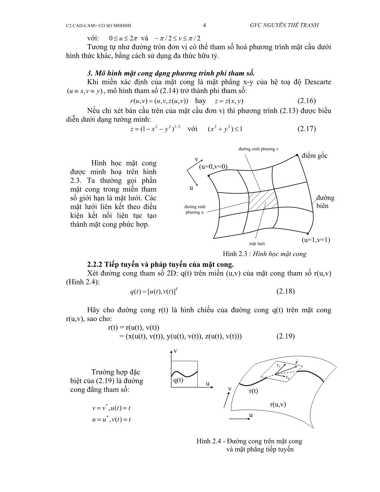 Bài giảng CAD/CAM - Chương 2: Cơ sở của mô hình hoá hình học - Nguyễn Thế Tranh trang 4